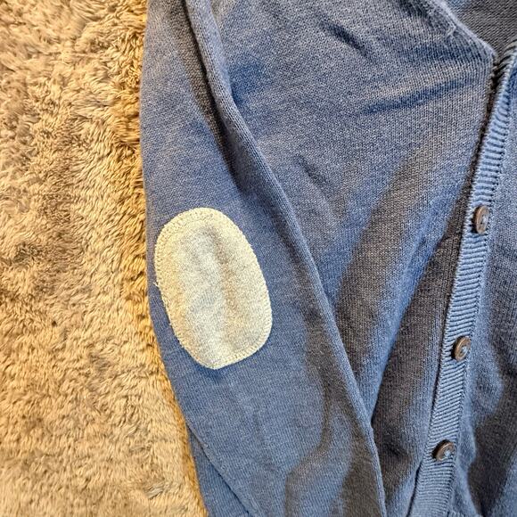H&M Blue Cardigan Sweater Button Down Elbow Patches Boys 4T 5T 4 5 6 - Picture 3 of 7